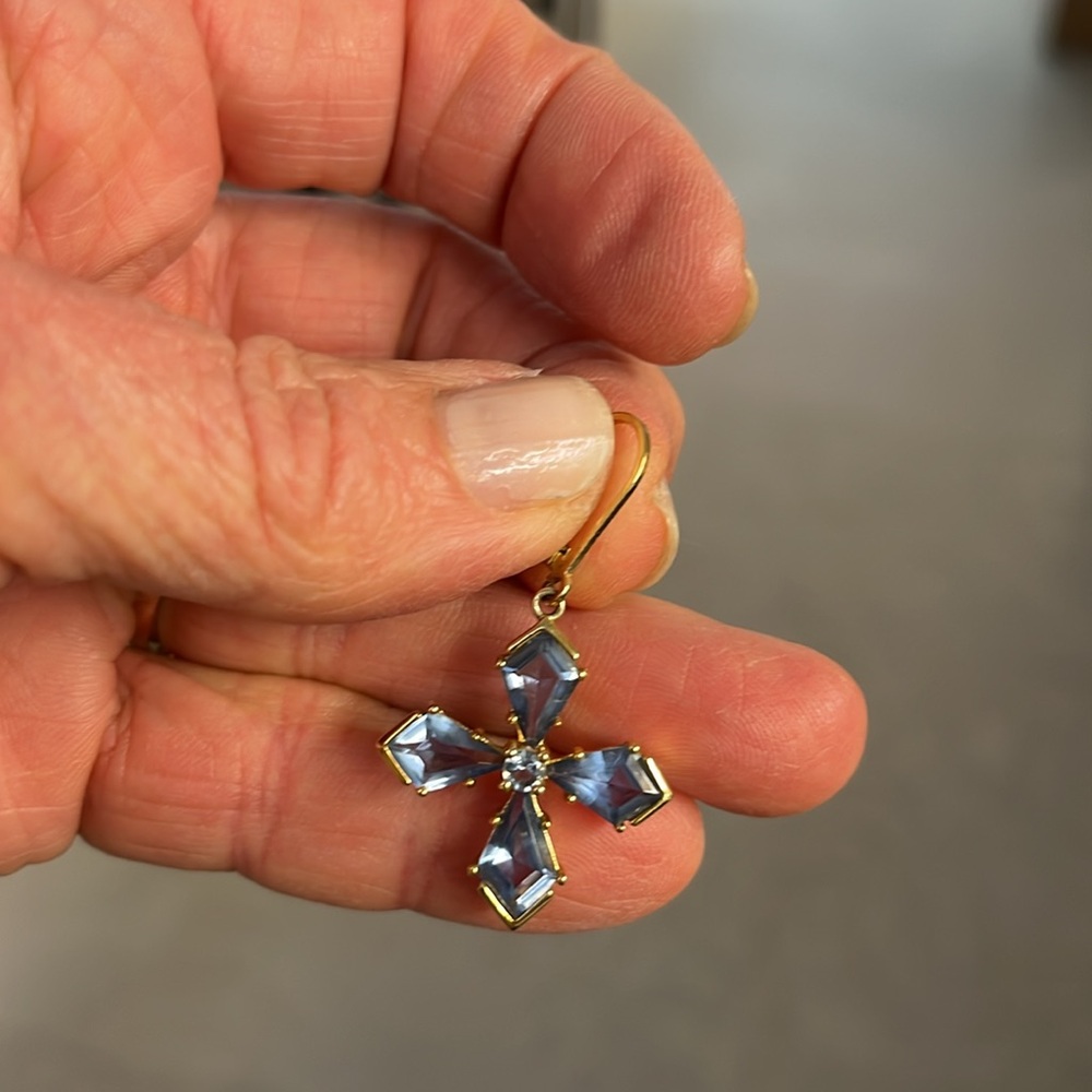 Sterling Gold plated  drop earrings-blue iolite - Picture 2 of 4